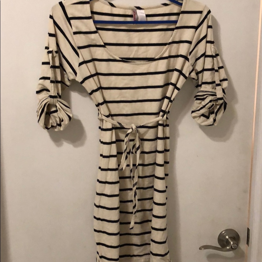 Black and white striped maternity tunic